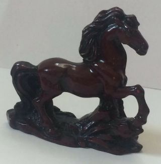 Miniature 3 Inch Glossy Hand Carved Wooden Horse Figurine Statue