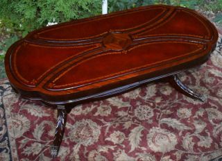 1930s Adams Always English Regency Mahogany Red Leather Top Small Coffee Table