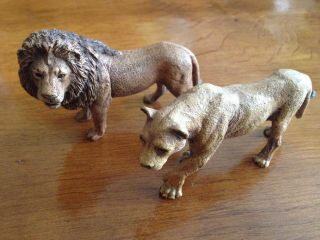 Franz Bergman Bronze Lion & Lioness (rare)