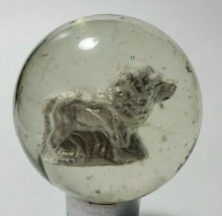 Antique Vintage 1.  40 " Sulphide Marble With A Lion