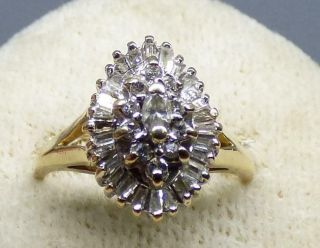 Vintage 14k Gold Rosy Blue 1grb 1 Carat Tw Baguette Ladies Diamond Ring Sz 7