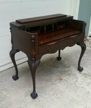 ANTIQUE BALL & CLAW FOOT SPINET WRITING DESK 2