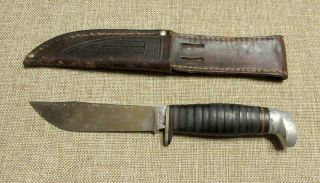 Vintage Case Xx Fixed Blade Sheath Knife 4” Hunting Knife & Leather Sheath