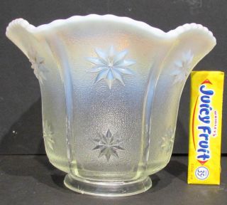 Old Opalescent Glass Shade For Light Fixture Approx.  2 " Lip & 4 " High On