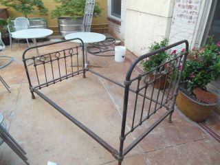Antique French Victorian Iron & Brass Bed / 19th Century