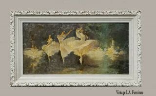 Vintage French Country Oil On Canvas Ballerina 