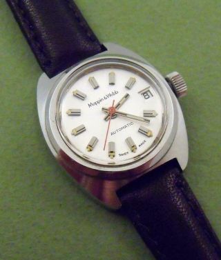Vintage Ladies Mappin & Webb Stainless Steel 25 Jewel Automatic Wristwatch & Box