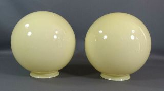 Pair Antique Art Deco Bohemian Loetz Cream Glass Lamp Light Shade Globe Sphere