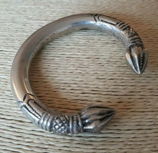 Antique Solid Low Grade Silver Metal Alloy Heavy Tribal Torque Bracelet Earring?
