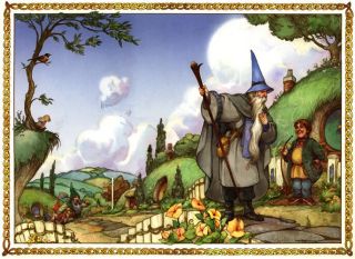 The Hobbit " An Unexpected Party " By David Wenzel Vintage Poster 22 " X 29.  5 " 1989