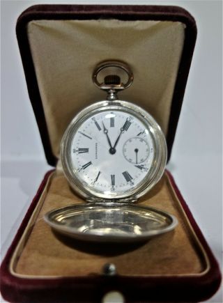 Vintage 900 Silver Longines Grand Prix Pocket Watch With Velvet Case
