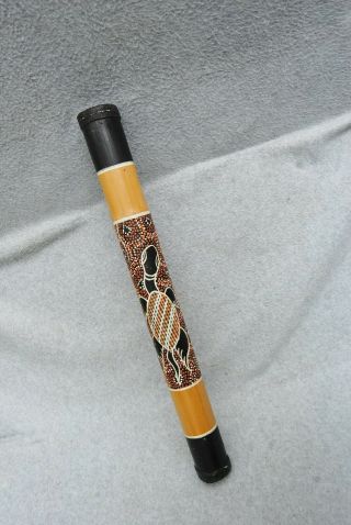 Australia Rain Stick Musical Instrument Bamboo Wood 19 " Aboriginal Art Decorated