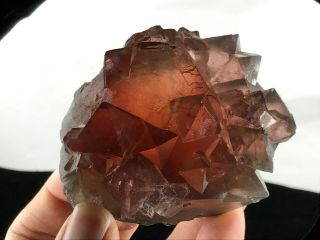 372g Rare Pink Octahedron Fluorite From Inner Mongolia