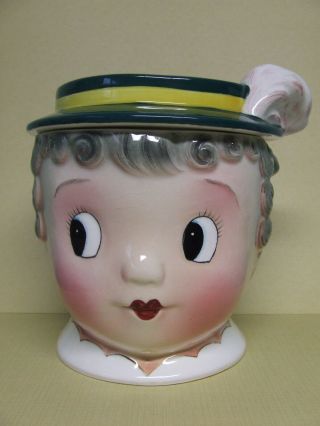Vhtf Vintage Py Gay 90 Lady (grandma) W/green Hat Cookie Jar (japan)