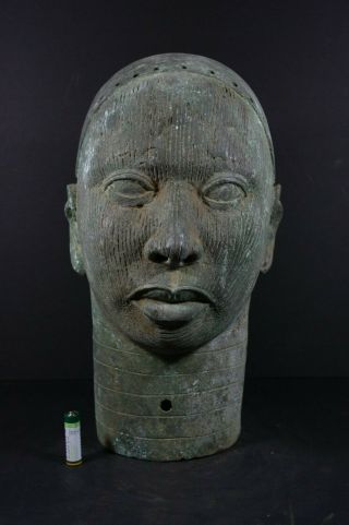 Life size IFE bronze African ONI Queen head - Nigeria Benin,  TRIBAL ART PRIMITIF 2