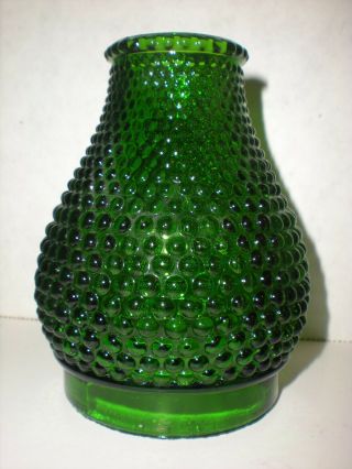 Antique 4 " Green Hobnail Oil Lamp Shade Rare Miniature Hurricane Chimney