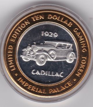 $10 Silver Strike Imperial Palace Las Vegas 2001 1929 Cadillac Nicely Frosted