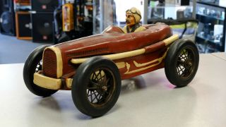 Vintage Cast Resin 1934 Bugatti Type 59 Gran Prix Race Car & Driver Decor