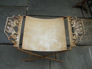 Art Deco Curule Vanity Bench With Winged Lion Griffins Cast Iron