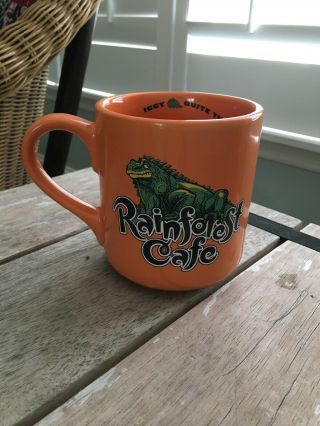 Rainforest Café Iggy Orange Large 18oz Coffee Mug Soup Cup Iguana 2000