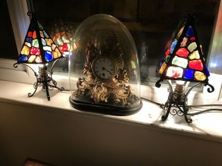 Peter Marsh Birmingham Hand Made Coloured Glass Lantern Arts & Crafts Lamps 50’s