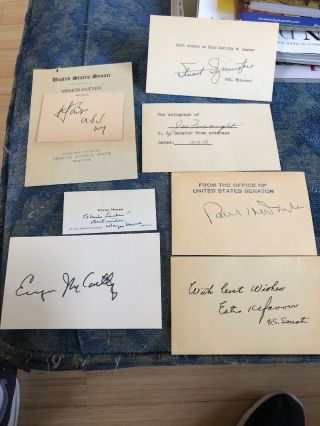 7 Vintage 50/60’s Us Senators Signed Autograph Cards