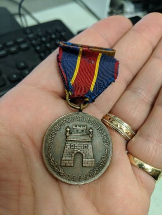 Pre - Ww1 Us Army Army Of Occupation Puerto Rico Medal 523 Wrap Broach