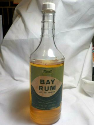 Vintage Rexall Bay Rum After Shave - 3/4 Full Bottle - Prohibition Era