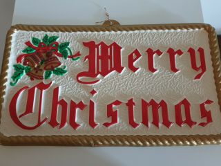 Vintage Merry Christmas Plastic Sign.  Christmas Decoration.  Retro.