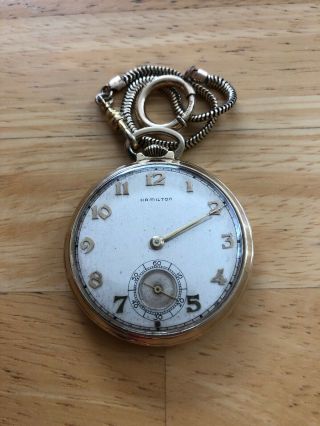 1950s 14k Solid Gold Hamilton 21j Pocket Watch 921