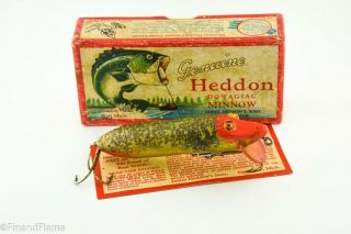 Vintage Heddon Floating Vamp Spook Antique Fishing Lure Correct Box & Insert Et4