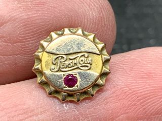 Pepsi - Cola 10k Gold Rare Ruby Bottle Cap Design Service Award Pin.