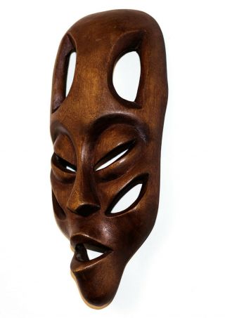 African Hand Curved Wooden Mask For Wall 230mm X 95mm