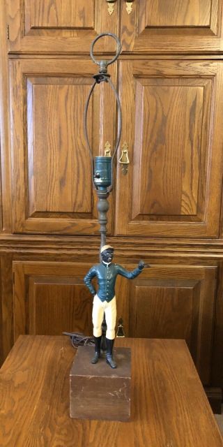 Antique / Vintage Cast African American Lawn Jockey Lamp About 27 3/8” High