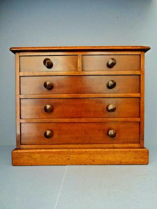 Late Victorian 19thc English Mahogany Miniature Chest Of Drawers,  C 1880 - 90.