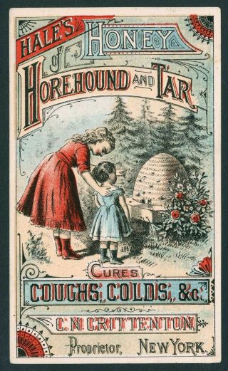 Hales Honey Horehound And Tar Victorian Trade Card: For Coughs And Colds