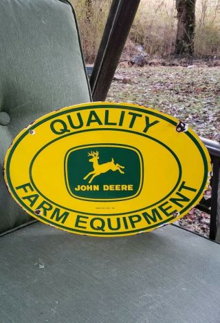 John Deere Porcelain Sign Usa 1954 Vintage Tactor Farm Equipment Implement Plow