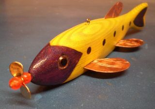 Jay Mcevers Fish Decoy Lure Fishing Carved Wood Rod Spearing Tackle Folk Art Ice