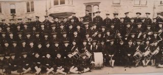 Wwi Era Yard Long Photo Us Navy Sailors & Band 48 " Long