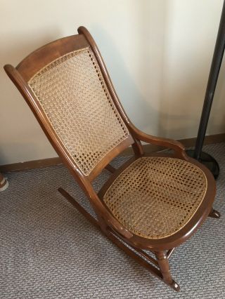 Caned Maple Sewing Rocking Chair,  Midcentury Modern,  Family Estate Item