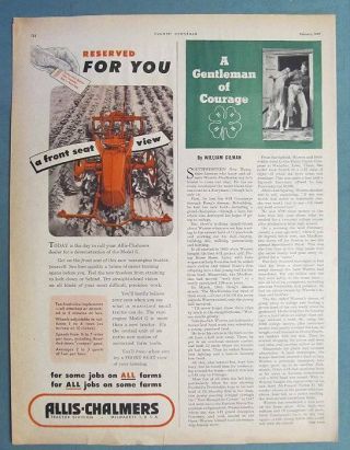 1948 Allis Chalmers Tractor Ad Model G Reserved For You A Front Seat View