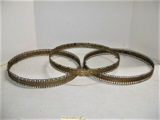3 Brass Antique Hanging Library Oil Lamp 14 " Shade Holder Rings