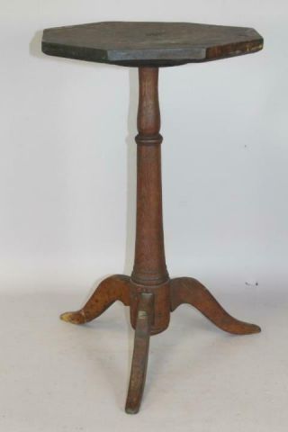 Rare 18th C William & Mary - Qa Transitional Candlestand Drop Finial Old Surface