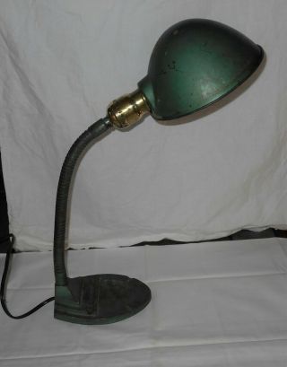 Vintage Gooseneck Cast Iron Base Industrial Electric Desk Table Lamp / Ashtray 2