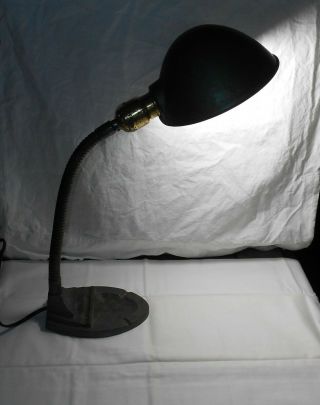Vintage Gooseneck Cast Iron Base Industrial Electric Desk Table Lamp / Ashtray 3