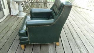 VINTAGE GREEN LEATHER CHAIR MID - CENTURY 2