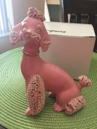 Walls - Vintage Pink Spaghetti Ceramic Porcelain Poodle Dog Figurine - Japan