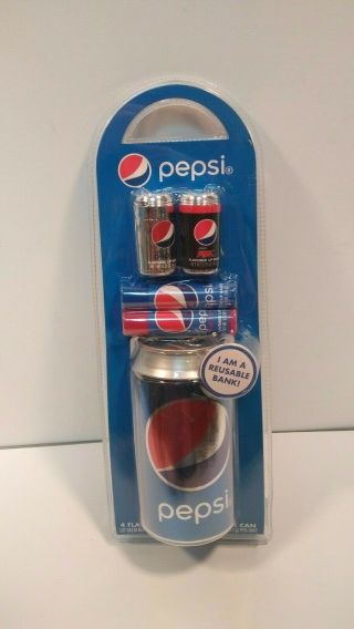 Pepsi Cola Bank Can / Safe With 4 Lip Balms Collector 