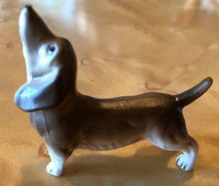 Vintage Bone China Miniature Dachshund Dog Figurines:made In Japan