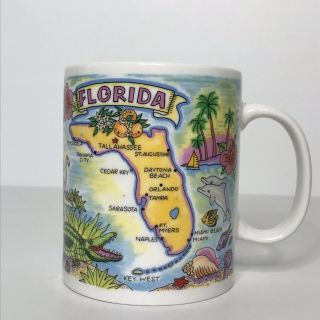 Florida Coffee Cup Mug American Gift Collector Series Map Tropical Sailboat